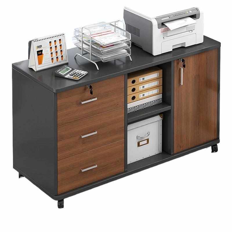 文件柜桌下办公柜木质边柜带锁办公室柜子打印机抽屉柜储物柜矮柜