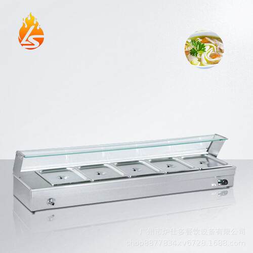 电热台式保温售饭台带玻璃罩保温快餐车不锈钢五格玻璃保温汤池炉