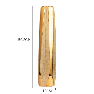 客厅电视柜摆件装 饰 落地大花瓶 新58cm金色陶瓷花瓶 家居玄关花