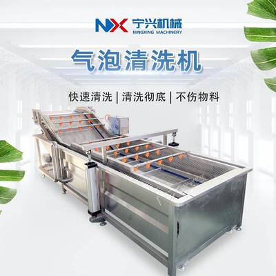 宁兴菠菜芸豆高压气泡清洗机预制菜洗菜机大型中房清洗设备