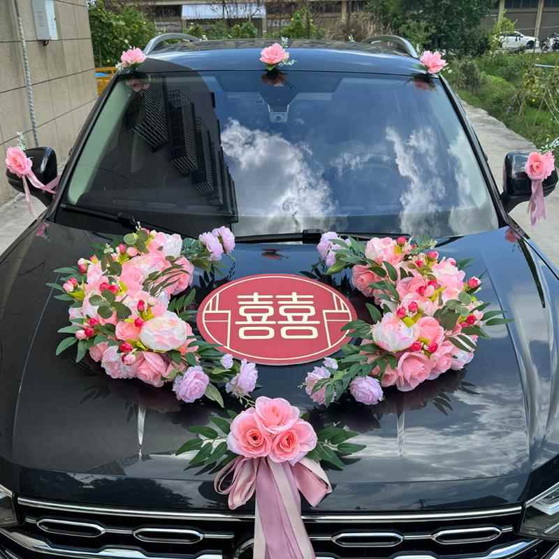 婚车布置车布置结用品全装饰头花套花装结用品队拉花主副套餐套热