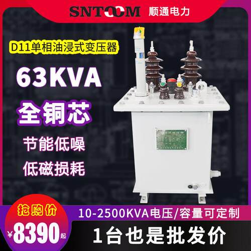 10kvD11单相油浸式电力配电变压器250工业315/400/63080全铜63kva