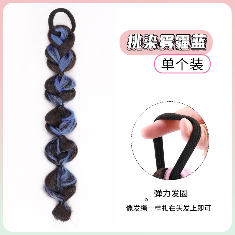 泡泡辫双马尾假发女网红彩色挑染灯笼拳击辫新中式麻长辫子发饰