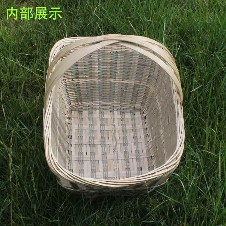 野餐篮子竹F95SS56T编织手菜篮提竹篮子新鸡蛋篮编水果收纳竹筐竹
