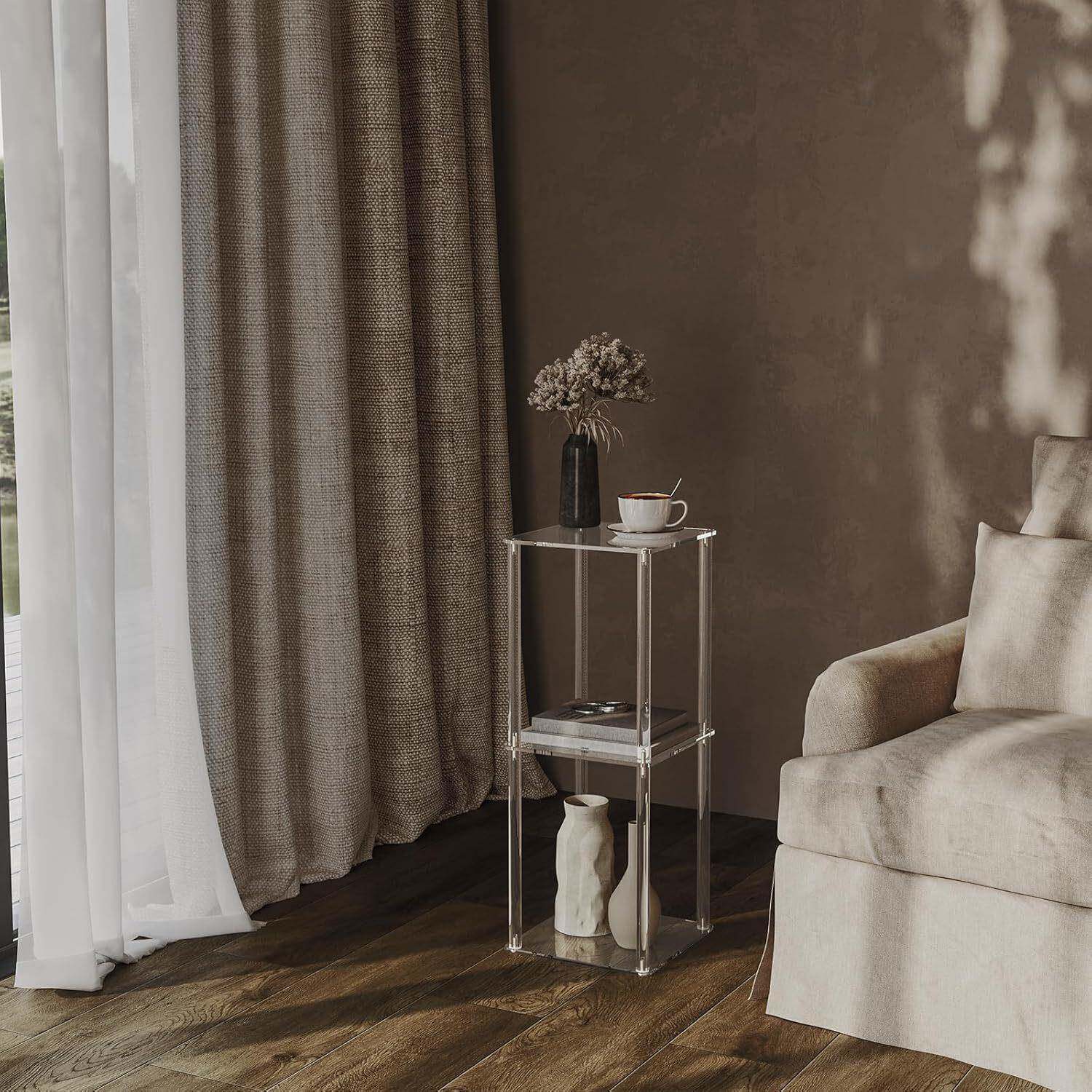 亚克力透明小边桌茶几适合小空间的饮料桌适用于客厅沙发易于组装