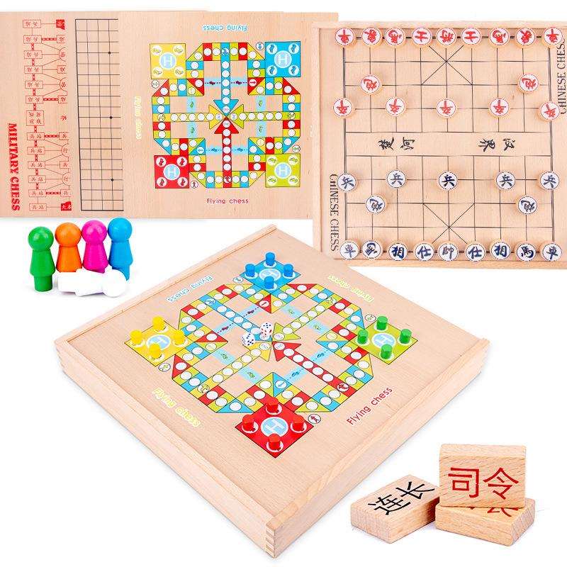 儿童十五子大号六合一游戏棋多功能棋盘亲子互动兴趣配养木制玩具