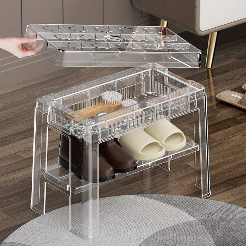 换鞋凳收纳凳子储物凳可坐成人家用高透明多功能收纳凳