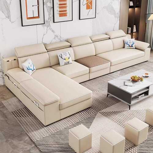 佛山沙发简约现代客厅组合大户型多功能家具转角贵妃猫抓布艺沙发