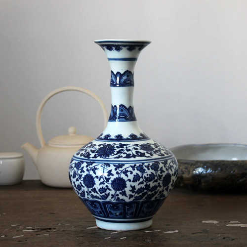 花瓶花插摆件仿古瓶景德镇青花青花桌面对花瓶小号青花瓷瓷瓶