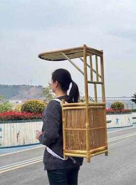 宁采臣背篓竹制书生书童背书箱行脚僧状元箱古装道具竹编徒步背包