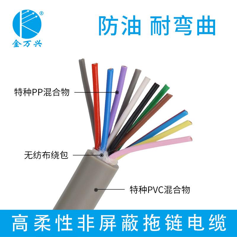 金万兴KFD-1501高速非屏蔽拖链电缆12*0.3坦克链耐油抗拉柔性软线