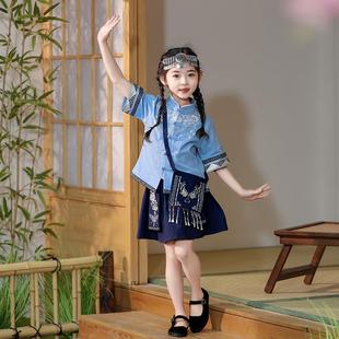 正品广西壮族儿月童族舞蹈服装三三男女童苗侗族黎族少数族民演出