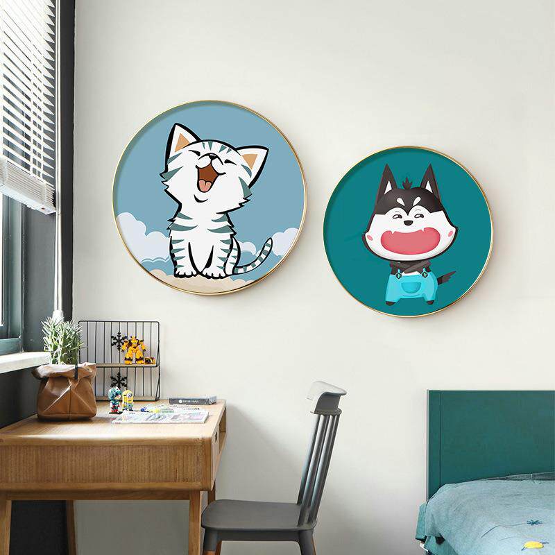 儿装童圆形饰画卧室沙床头EMY-018挂画客房厅发背景墙上北欧玄关