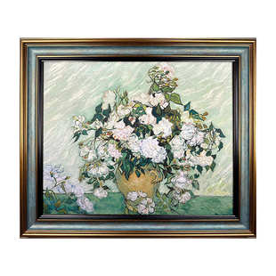 油画花卉名画里壁画挂画花瓶北欧植物世界装 卧室白玫瑰餐厅 饰画