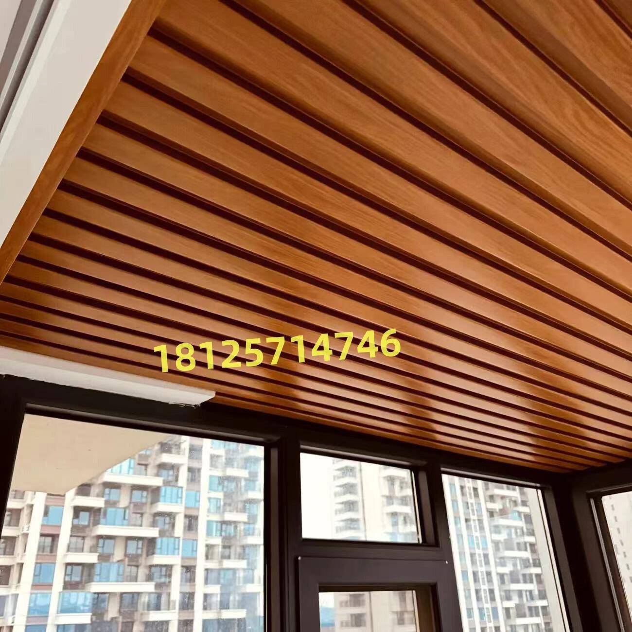 长城板铝方通吊顶木纹铝方管U型个性家居办公室装饰天花板格栅图片