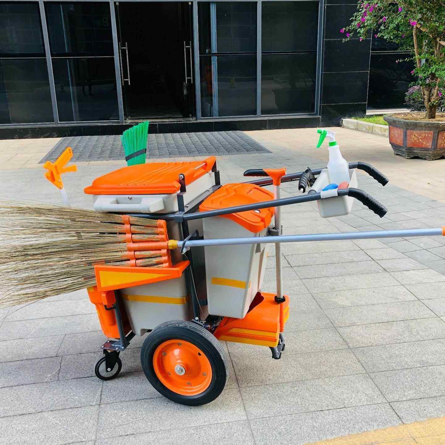 酒店餐厅机场商用场所多用途清洁手推车保洁物业杂物车手推垃圾车
