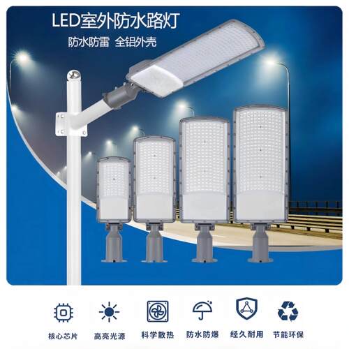 led路灯头户外220V新农村小金豆道路灯100w街道小区200w挑臂灯