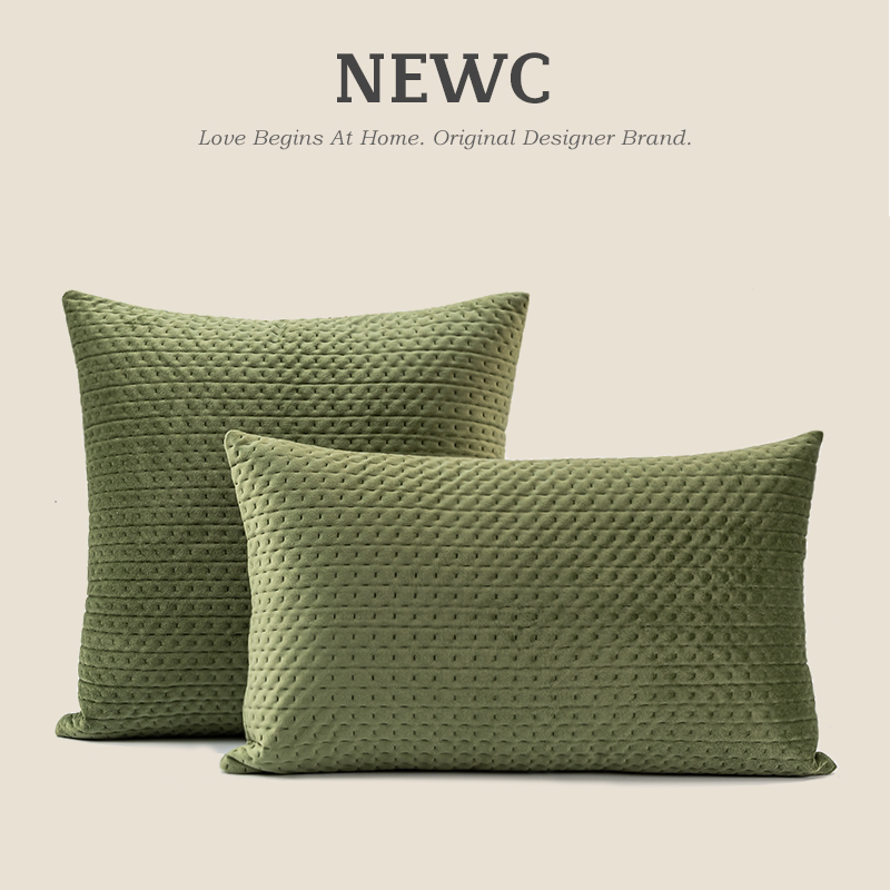 批发NEWC新宸优品 现代简约轻奢样板间抱枕客厅沙发卧室绿色绗缝