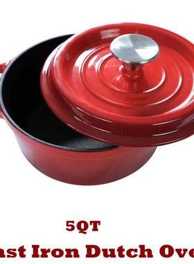 Cast Iron Dutch Oven Pot Bread Baking Casserole Cookware