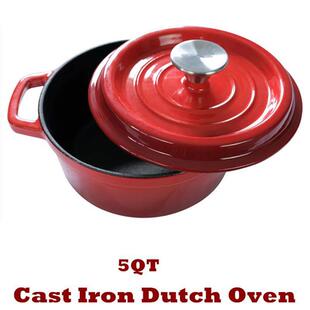 Cast Iron Dutch Oven Pot Bread Baking Casserole Cookware