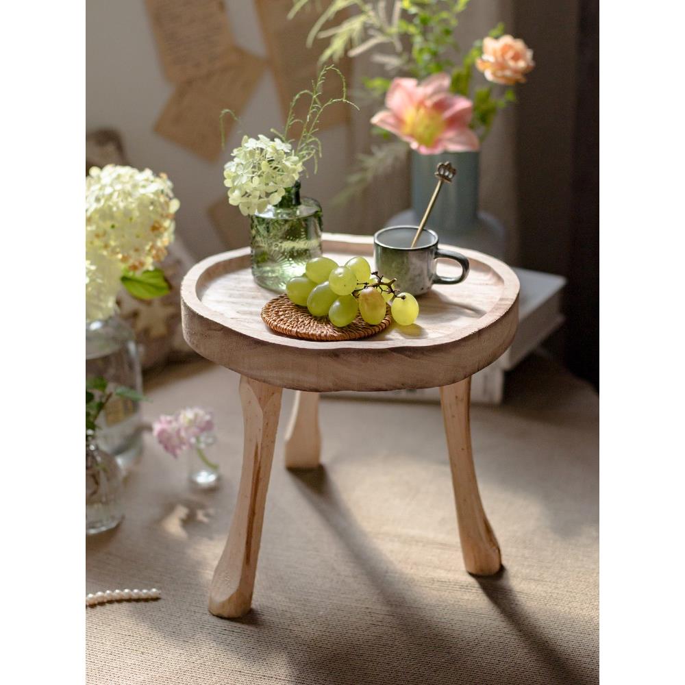 众之座亿实木花盆底托矮凳复古盆栽花架架底托多肉装饰NMC置物摆