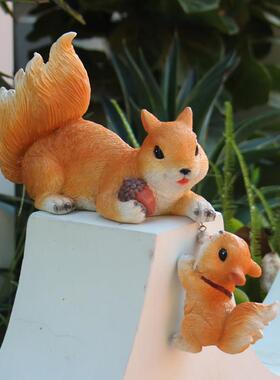 家居庭院花园装饰品客厅桌面松鼠母子摆件户外园林幼儿园森系礼物