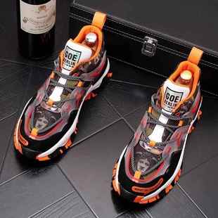 男款 红色炸街老爹鞋 高级感增高厚底透气运动 子2024新款 欧洲站男鞋