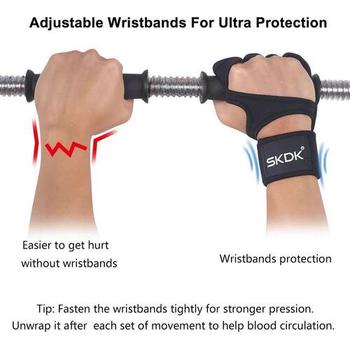 SKDK Weight Lifting Fitness Gloves With Wrist Wraps Silicone