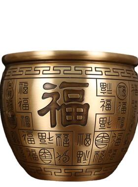 全铜百福缸招财摆件工艺品铜招财纳福摆设家居客厅玄关装饰工艺品