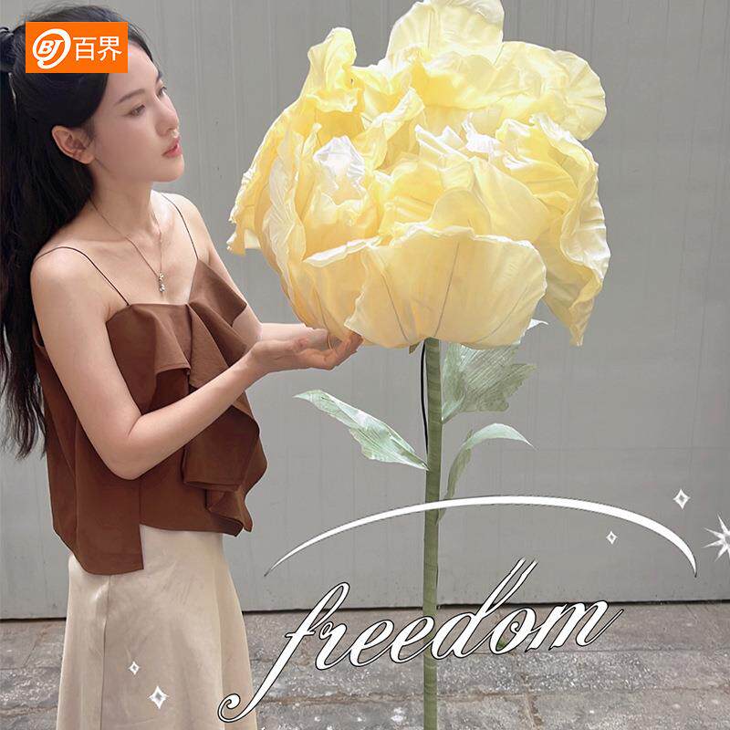 仿真布花自动开场BJ2220合花假花纸花婚庆婚礼景置道具商场橱美陈