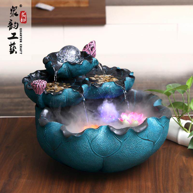 匠心坊桌中DWP式荷花景摆景观面流水件循环水客厅喷盆泉室内小型