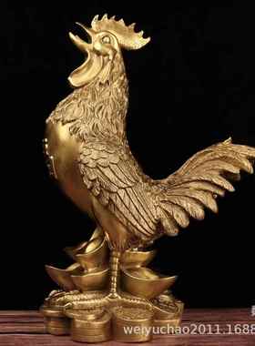 纯铜鸡摆件大吉大利铜公鸡元宝鸡福字鸡客厅家居装饰品摆设工艺品