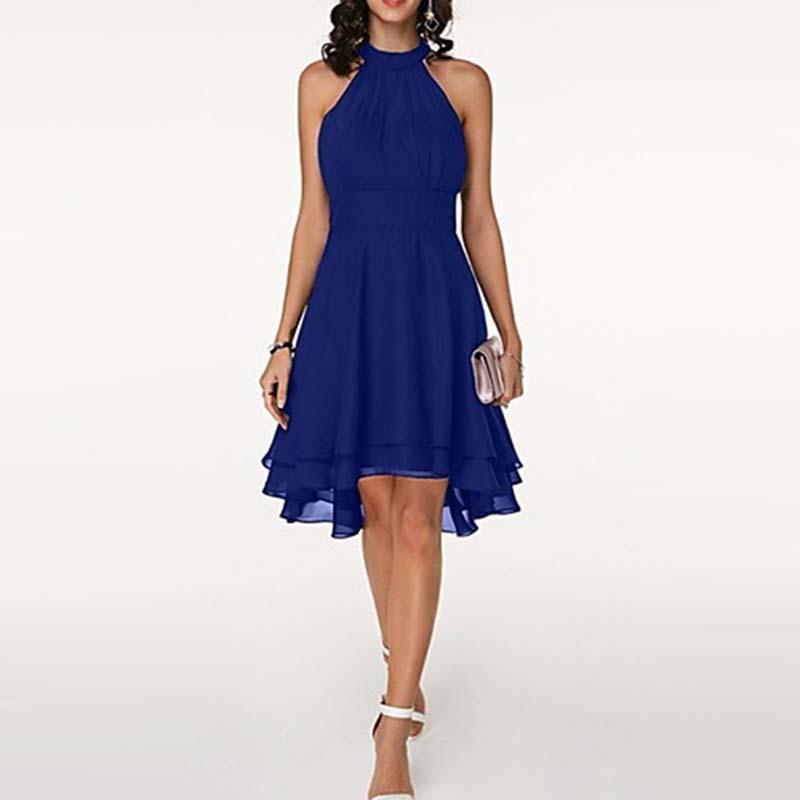 Irregular Double-Layer Sleeveless Skirt Ruffle Chiffon