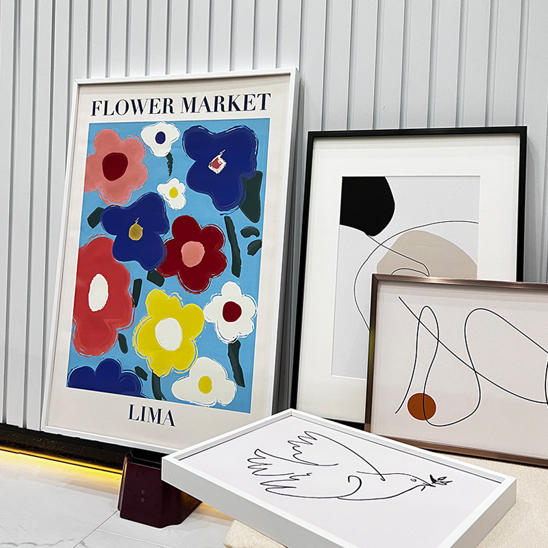 Y8Z简约铝合金画框挂墙窄边4K8k素描裱框A3A4相框摆台海报框拼图