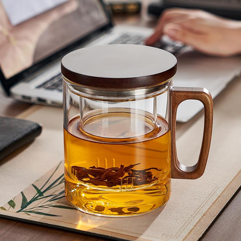 忆壶茶玻璃茶杯茶水分离泡茶杯个人专用喝茶杯子办公室男女喝水杯