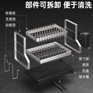 厨房不锈钢放碗盘碗碟碗架收纳架沥水架置物架家用台面多功能碗筷