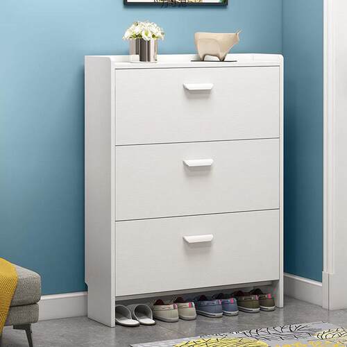 门口鞋柜超薄家用简易简约翻斗门厅柜省空间经济型防尘实木色鞋架