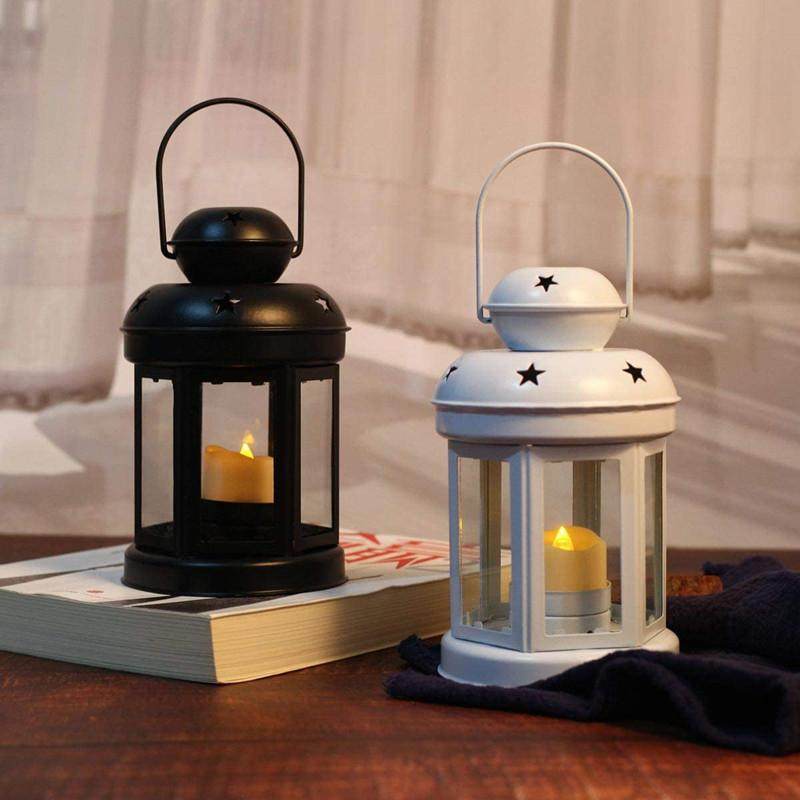 欧式铁艺金属烛台镂空星星灯香薰蜡烛台复古风灯装饰品摆件餐桌