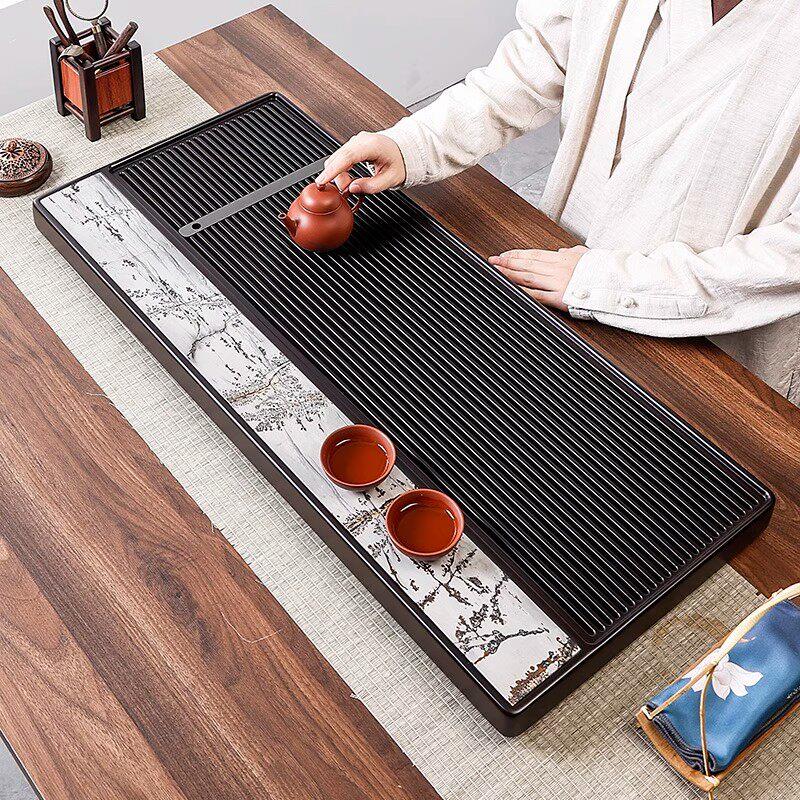 国画 画石嵌电胶木家用茶盘客厅茶台托 托盘干 干湿二用2025年新