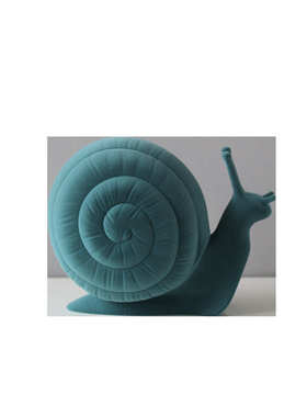 简约轻奢树脂绒面蜗牛创意软装饰品儿童房客厅电视柜桌面家居摆件