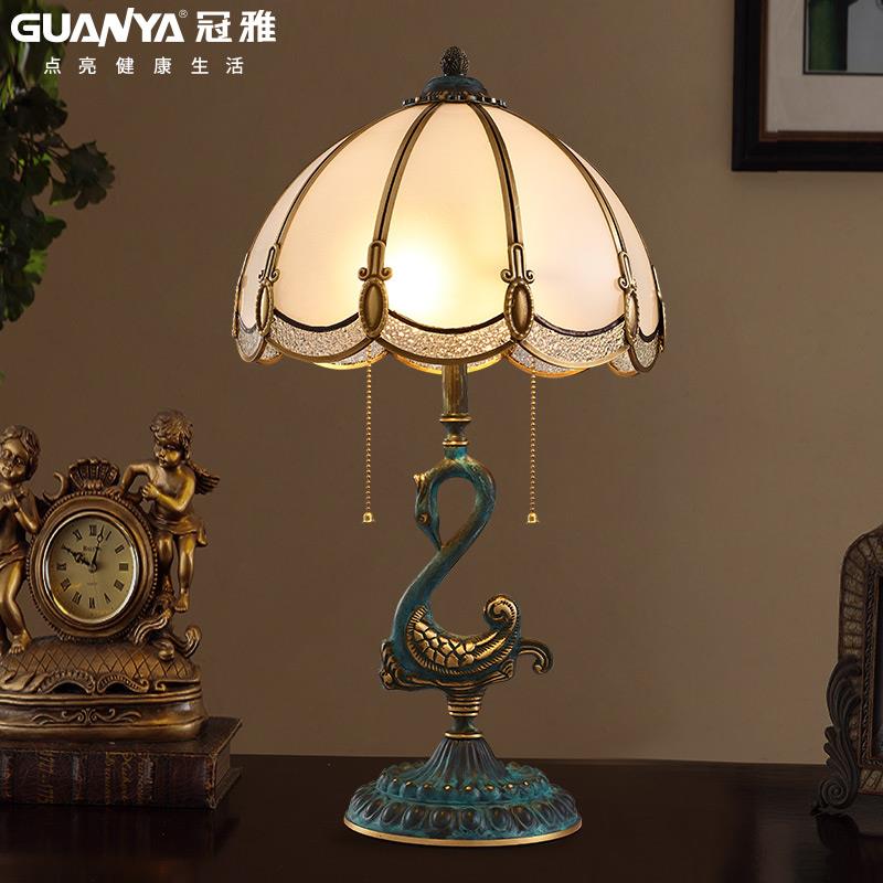 高档复古台铜台灯美式高档卧室床头创意全别温馨奢华客厅书房墅装