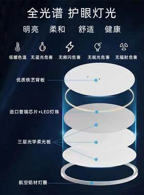 无缝隙普瑞光护眼吸顶灯全谱防蓝光无频闪习灯书房卧341光学源室