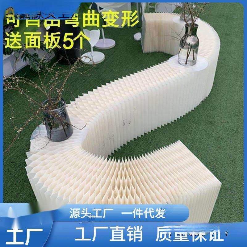 创意展示台多功能伸缩折叠纸展示架落地陈列架瓦楞纸凳纸质置物架