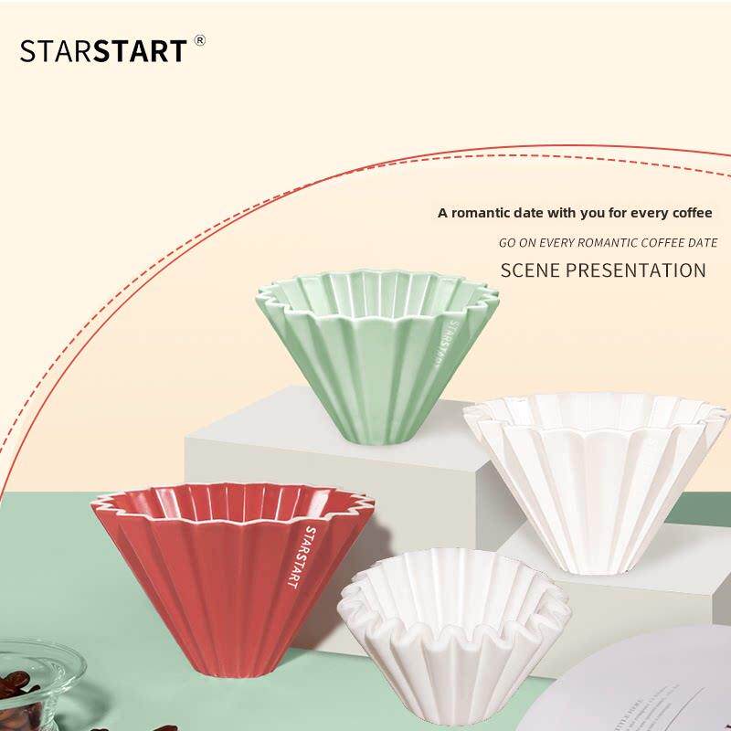 starstart手冲咖啡套装咖啡豆研磨机套装陶瓷咖啡滤杯V60蛋糕滤纸