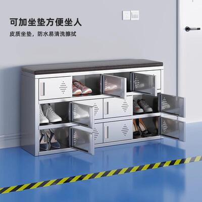 不钢鞋柜员鞋工LL-bxg09带门更衣室车间换工厂无锈尘单双更鞋柜净
