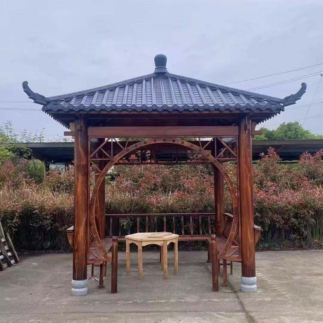 新中式凉亭户外防腐木庭院景区园林常规实木四角亭