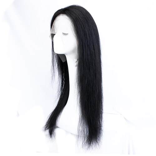 高档许昌整直顶头全真发假发头套彷真皮前蕾丝黑头套女士长真人假