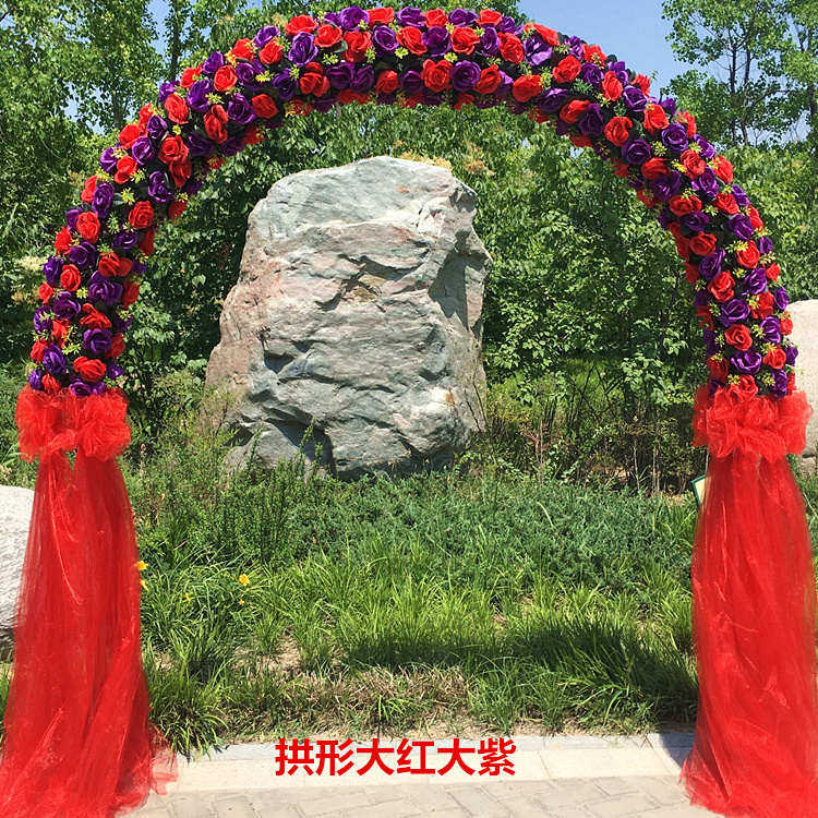 绢花结婚喜庆拱门庆典新款绢花架礼花拱门店花环典装饰门开婚庆业