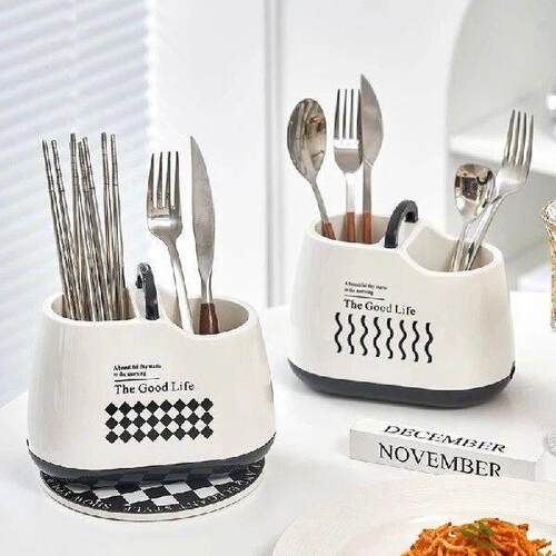 Kitchen Utensil Cutlery Storage With 2 Compartments