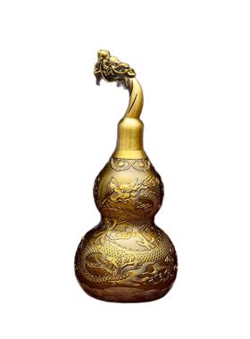 黄铜精雕龙凤葫芦龙头葫芦家居摆件